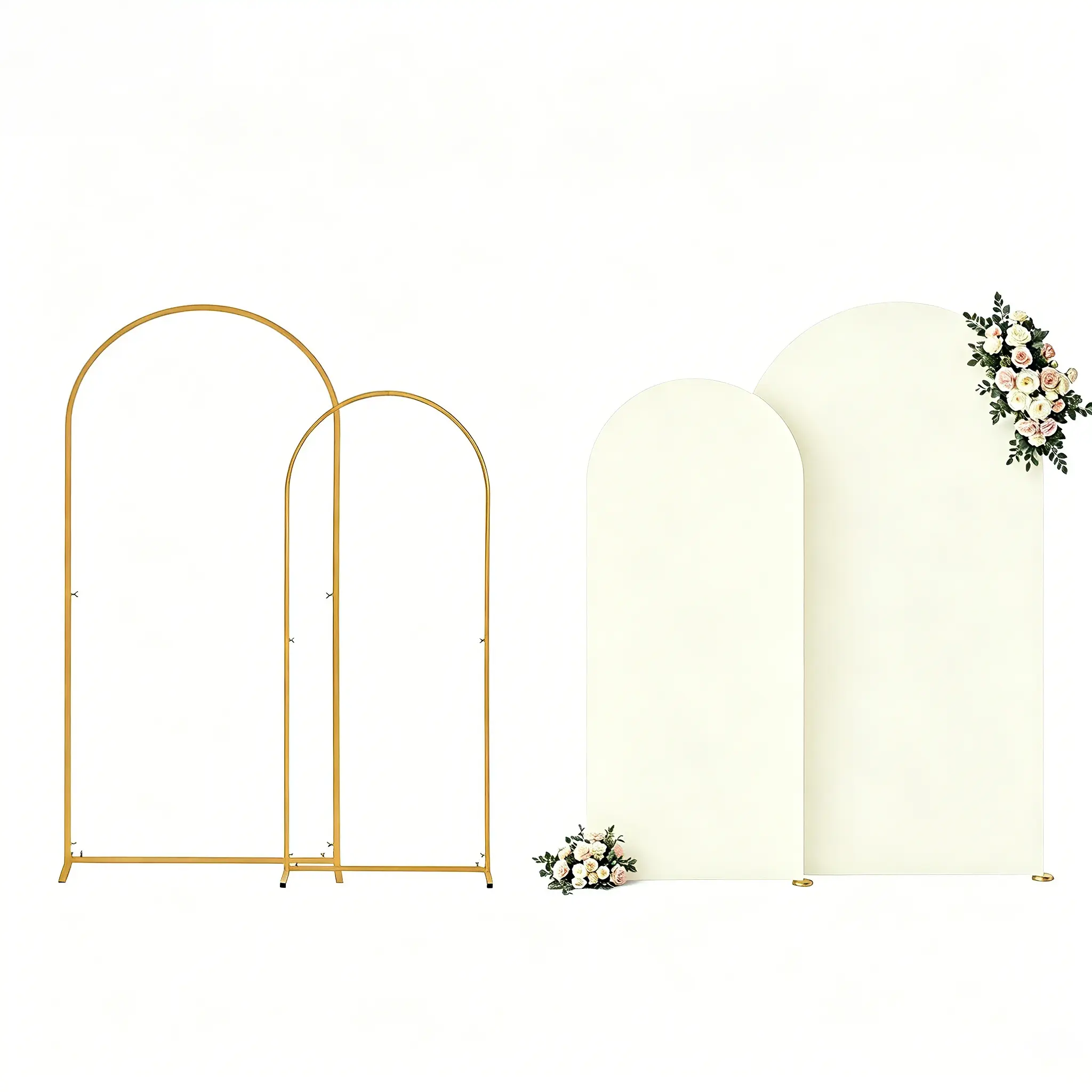Metal Arch Backdrop Stand Set with Stretchable Elastane Solid Cloth Covers, 2-3PCS Frame Stretch Kit for Wedding Decor, Christmas Event Display, Banners, 2 Or 3 Pcs
