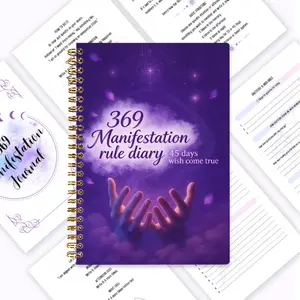 369 Manifestation Diary, Rule Diary, 45-Day Wish Realization Planning Book, Law of Attraction, Purple Cloud Double Palm Holding Light Cover Design, Daily Gratitude Record, Self-Care, Awakening of Inner Power, Spiritual Growth & Dream Realization Dia