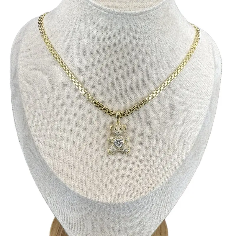 Gold Plated Bear Pendant Necklace with 20 Inch Chain Cod 7001 Elegant Versatile Jewelry Accessory for Everyday Elegance Chinese-7198