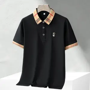 Men’s classic plaid color-block polo shirt made from soft, breathable cotton; comfortable short sleeves with a casual fit; classic polo collar; suitable for work, golf, travel, and everyday wear. fathersdaygift