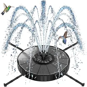 Solar Fountain with 3 Spray Height, 3.5W Glass Solar Bird Bath Fountain with 4 Adjustable Fixed Rods, and 7 Nozzles, Outdoor Solar Water Fountain Pump for Bird Bath, Garden, Pool, Pond