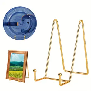 3 PACK 6 Inch Plate Stands for Display - Stand + Metal Frame holder stand Picture, Decorative Plate, Book, Photo Easel Organiser Racks