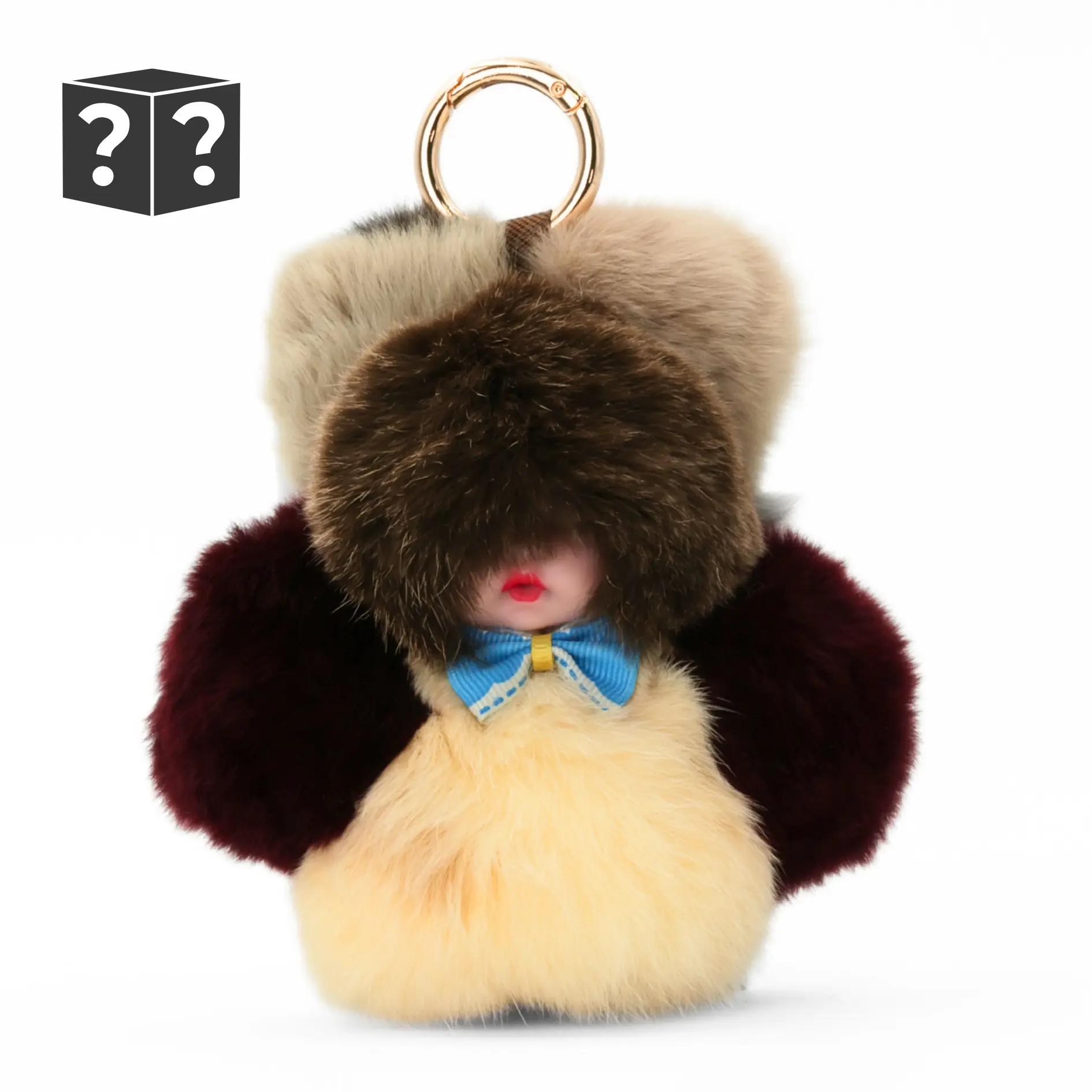 Cuddly Baby Plush Keychain - Oval PU Leather Plain Prom & Ceremony Fashion Accessory, Soft Stress Relief Mini Charm for Bags/Keys, Assorted Styles Girly Collectible Doll Gift