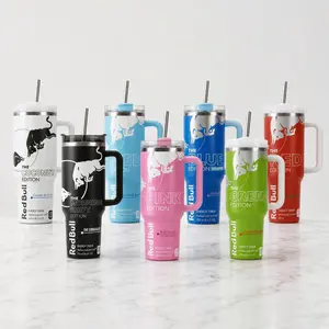 Bull Edition 40oz Stainless Steel Tumbler With Handle and Straw, Double Wall Vacuum Insulated Travel Mug