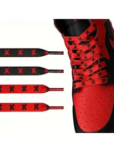 1pair shoelaces, personalized flat shoelaces, red and black shoelaces, mid top sneakers shoelaces, men's and women's shoe accessories, fashionable and cool, personalized shoelaces, Footwear Lace