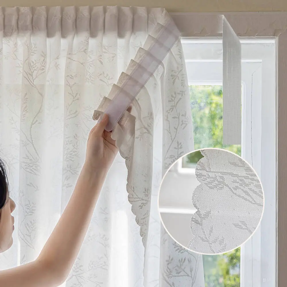 Self-Adhesive Curtain, Easy Install Curtain, Window Curtain, Window Drapes, No Drilling Required, Wrinkle Design, Ideal for Bedroom Living Room Kitchen Curtains Closet Decor, Modern Home Decoration