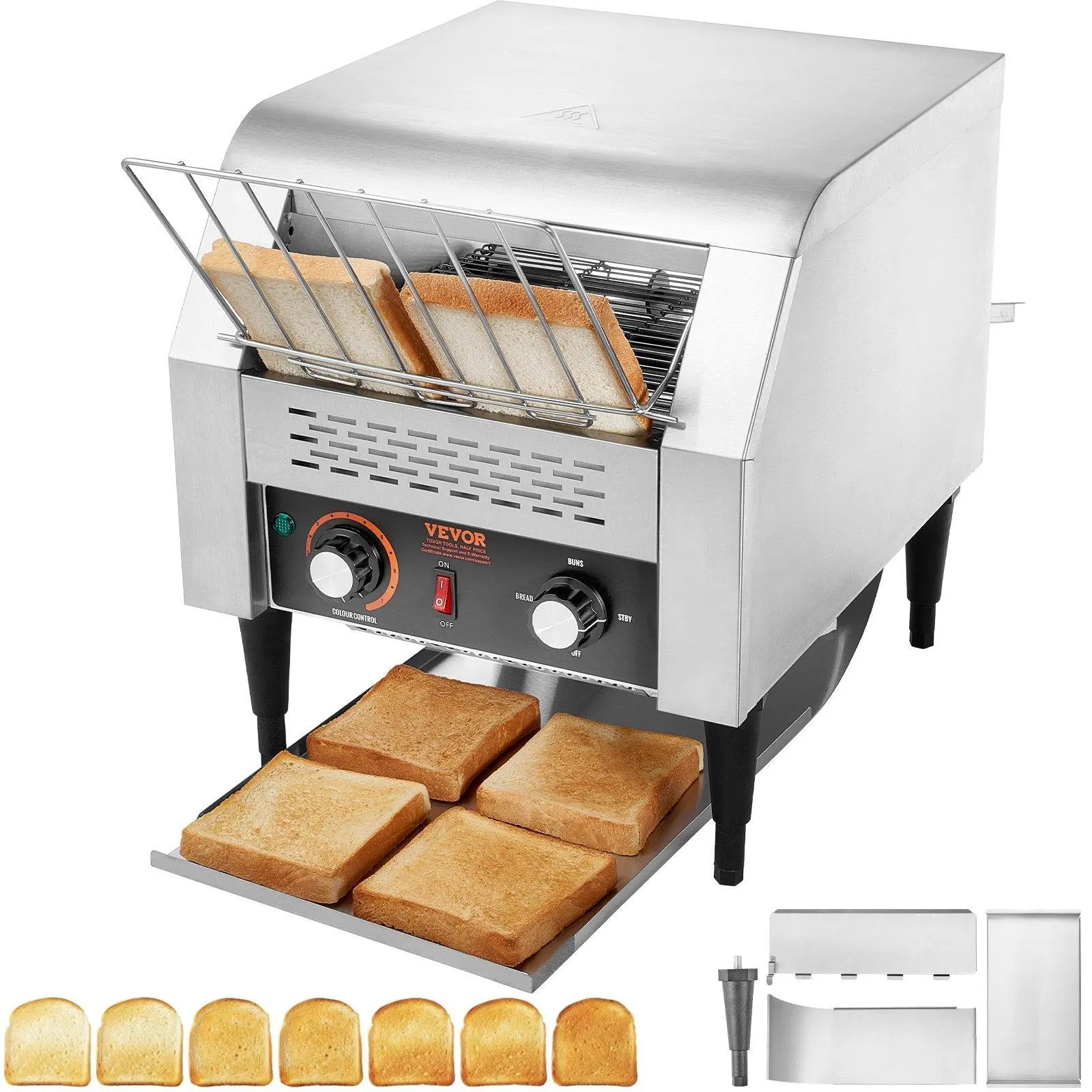 【Backtoschool】VEVOR Commercial Conveyor Toaster,  300 Slices/Hour Conveyor Belt Toaster, Heavy Duty Stainless Steel Commercial Toaster Oven, Electric Restaurant Commercial Toaster for Toast Bun, Bagel, Bread