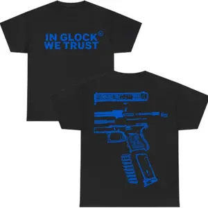 🔫[Graphic Tee][100% Cotton]" In Glock We Trust Blue Unisex T-Shirt – Bold Graphic Tee for Gun Enthusiasts, Patriotic 2nd Amendment Shirt, Comfortable Cotton Top for Men & Women, Stylish Summer Wear, Perfect Gift for Firearm Lovers & Freedom Supporters"