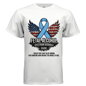 Women's Fetal Alcohol Spectrum Disorder Awareness Cotton Short-Sleeve Round Neck T-Shirt - Soft, Fitted, Seamless Casual Empowerment Top, Shortsleeve