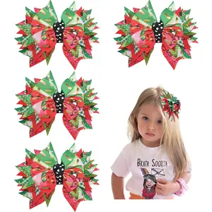JoyBowie Christmas Soft Grosbeau Baby Flower Headband Twill Colorful Holiday Hair Accessory for Toddlers with Bright Design little girl bows