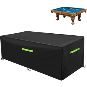 7/8/9 ft Waterproof Polyester Fabric Pool Table Cover, Black Billiard Cover for Snooker Billiard Table, Size 102x53x32in