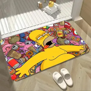 The Simpsons Chaos Flannel Door Mat – Bold Homer Simpson Design, Colorful Cartoon Clutter Print, Non-Slip Indoor/Outdoor Mat for Simpsons Fans