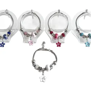 Silver Plated Flower Charm Bracelets- Adjustable