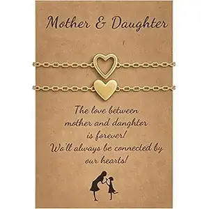Veliora Gift B Mother Daughter Bracelets Matching Bracelet Set for Mom and Daughter, Love Knot Heart Bracelet, Mommy and Me Jewelry Gift for Mommy and Me