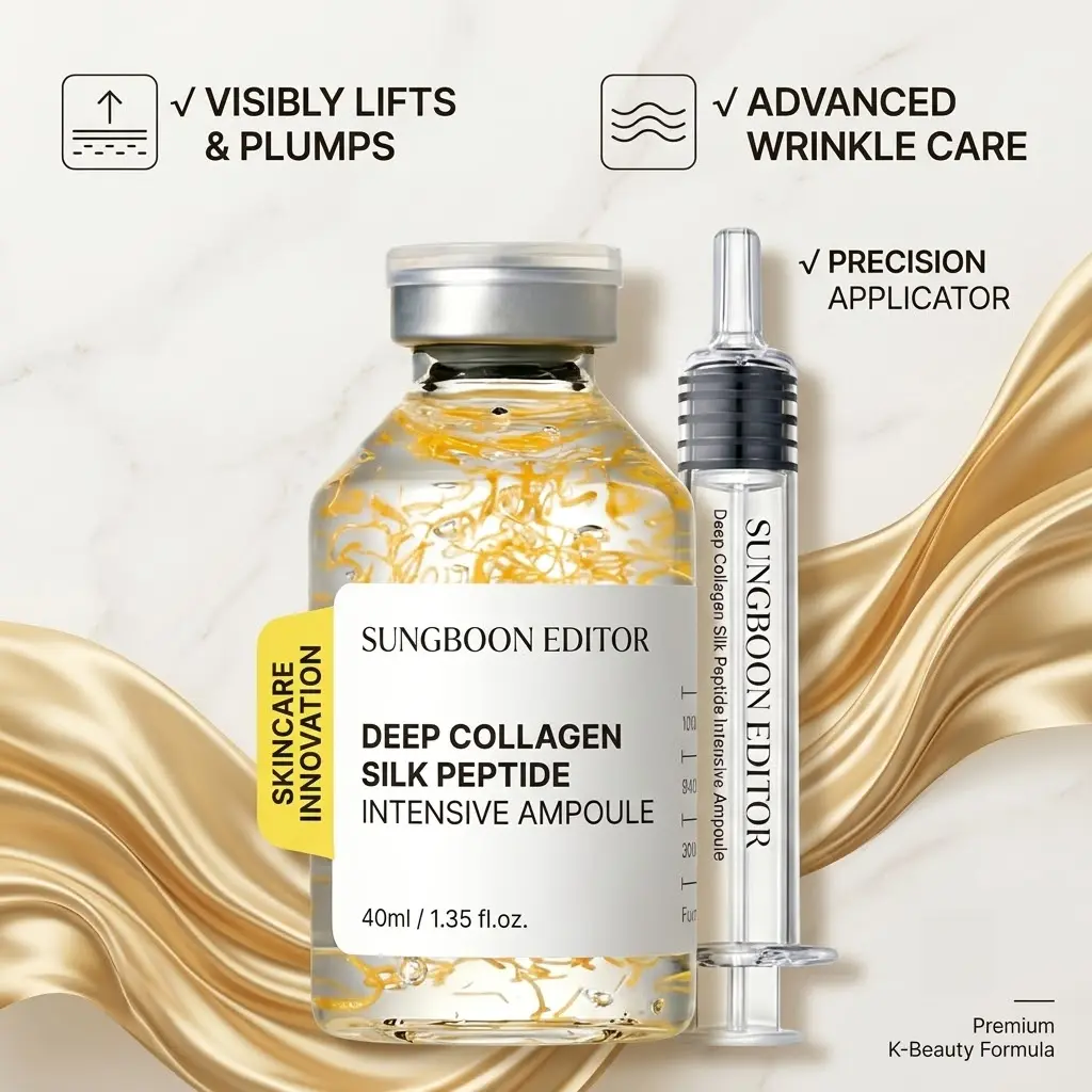 Sungboon Silk Lifting Peptide Ampoule (1.35 fl oz/40ml) - Korean Anti-Aging Skincare Serum, At-Home Face Lift, Wrinkle Care, Plumping, Smoothing, Deep Collagen Boost, Radiant Complexion