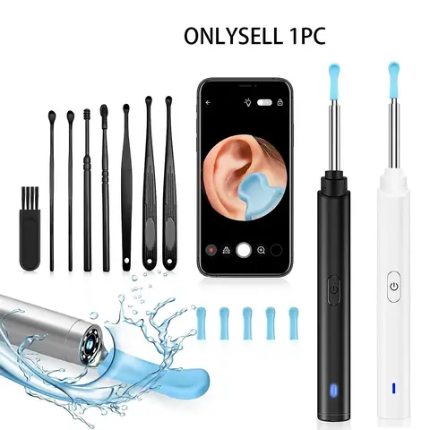 Ear Wax Removal Tool Camera, 1 Box Ear Cleaner with Light & Camera & Accessories, Earwax Removal Kit Compatible with Cell Phones & Tablets, Ear Wax Removal Camera, Earwax Remover
