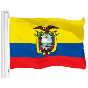 Ecuador Ecuadorian Flag |   3x5 Ft |   Printed 150D Polyester - Indoor/Outdoor, Vibrant Colors, Brass Grommets, Quality Polyester, Much Thicker More Durable Than 100D 75D Polyester