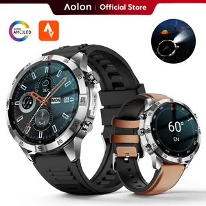 【Premium Business】Aolon GT6 Pro Rugged Outdoor Smartwatch: 1.51 inch AMOLED, LED Flashlight, Compass, Bluetooth Call, Fitness Tracker. Features 5-Button design, 60-Day Battery, 1ATM and IP68 Water-Resistant. #summerwins#outdoorfun#fathers day gift