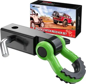 Nilight 2-in-1 Drop Forged Shackle Hitch Receiver, 45000 LBs Breaking Strength, 3/4" D-Ring Shackle with Trailer Hitch Pin, Heavy Duty Solid Towing Kit for Pickup Truck, Off-Road Anchor Point Options, Boosts Towing Power