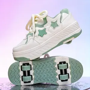 Trendy Skateboarding Shoes, Youth Street Sports Shoes with Adjustable Wheels