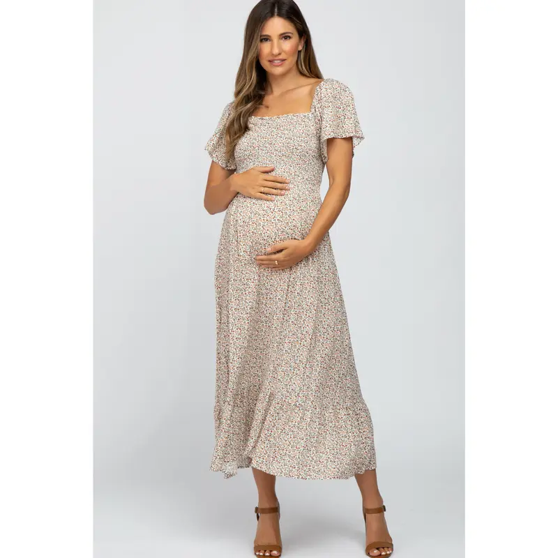light pink floral maxi dress AKIRA Summer Stroll Floral Chiffon Maxi Dress