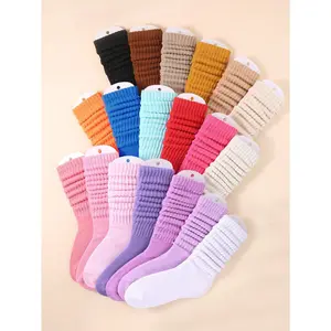 6pairs Women's Random Color Fashionable Bubble Pile Socks, Comfortable, Breathable, Classic, European Style, Knee-high, Casual scrunch socks undergarment for