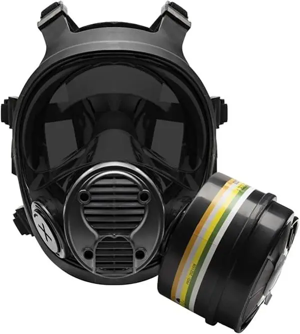 Full Face Respirator Gas Mask with Dual Filter | Military-Grade Protection for Vapors, Chemicals & Particulates | Wide Anti-Fog Lens, Secure Fit | Ideal for Survival, Tactical, Industrial & Painting Use | Reusable & Compatible with 40mm Filter