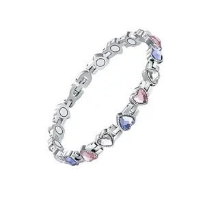 Titanium Steel Magnetic Bracelet for Women, Elegant Rhinestone Jewelry with Neodymium Magnets, Durable Thoughtful Gift
