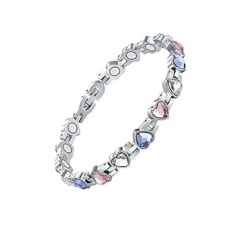 Magnetic Bracelet for Women, Elegant Titanium Steel Design with Rhinestones and Neodymium Magnets, Durable Stylish Jewelry Gift, Bracelet Style, Durable Bracelet