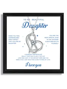 1 piece infinity heart pendant necklace daughter for birthday occasion mother daughter affection style gift for daughter with blessing card and box Love Heart Necklace