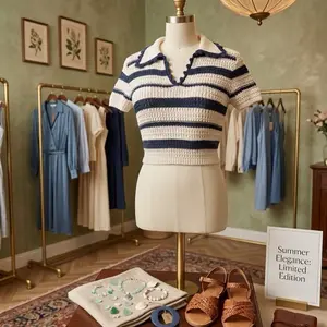 Summer Elegance Limited Edition Striped Crochet Top for Women