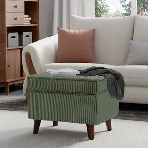 Storage Ottoman with Adjustable Lid, Soft Step Stool, Footrest and Seat, Ottoman Foot Rest for Living Room, Bedroom, Dorm