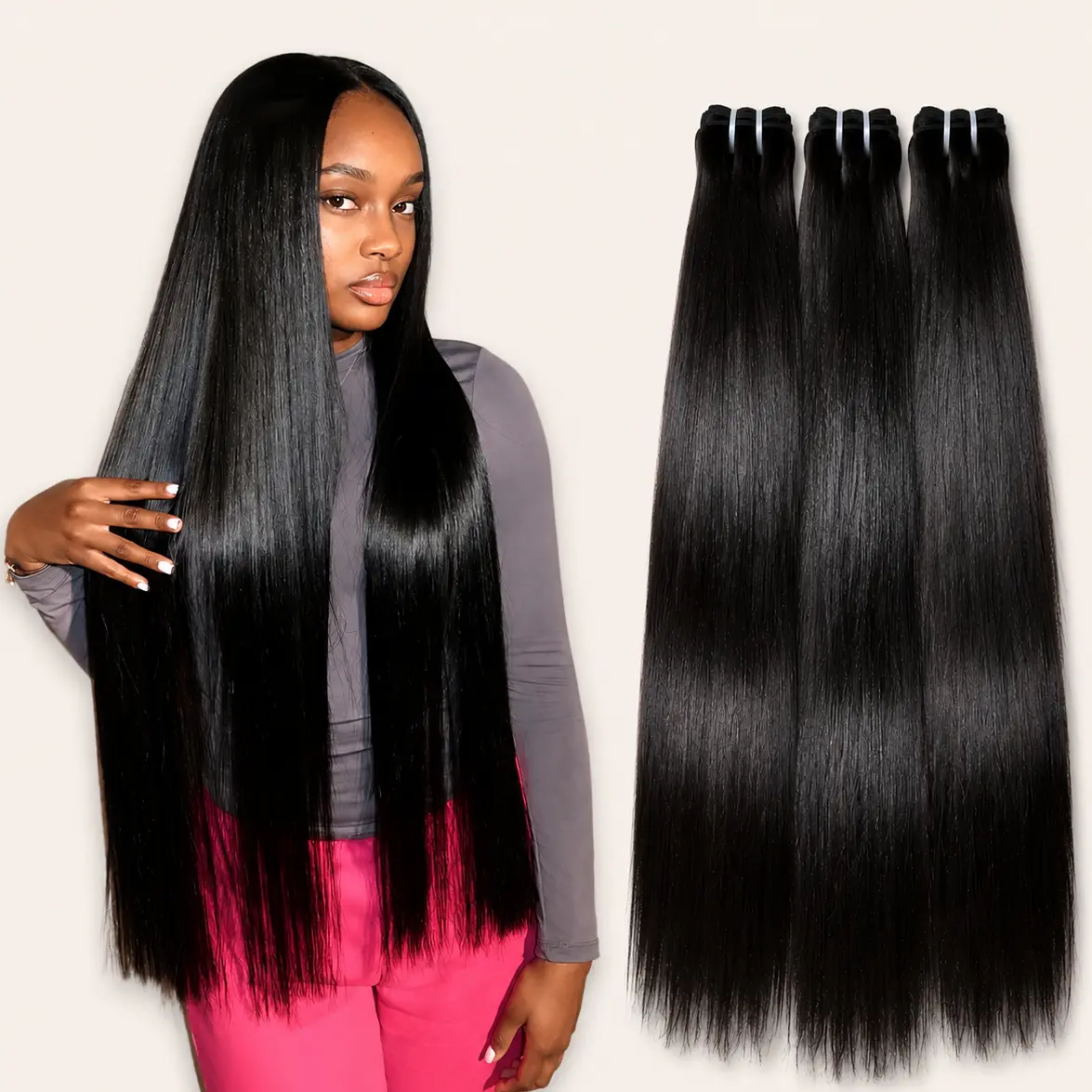 Raw Vietnamese Hair Bundles Straight Virgin Human Hair 1/3/4 Bundles Double Drawn Thick Ends Soft No Shedding Tangle Free Luxury Salon Nature Black