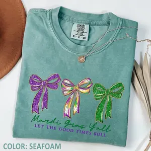 Comfort Colors Preppy Mardi Gras Y'all Shirts, Mardi Gras Shirts, Fleur De Lis Coquette Tee, Brushstroke Mardi Gras Louisiana Tshirt