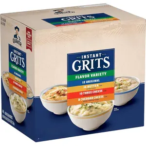 Quaker Instant Grits, 4 Flavor Variety Pack, 0.98oz Packets,44 Count (Pack of 1)