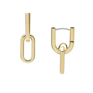 Fossil Women's Heritage D-Link Gold-Tone Stainless Steel Drop Earrings