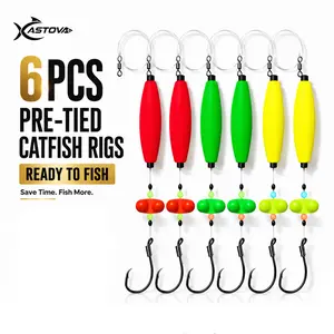 Catfish Rigs Santee Rig Catfish Float Rigs Circle Hooks 6/0 Catfishing Tackle 6pcs, Catfish Fishing Tackle Making Kit Equipment Accessories with Float, Hook, Swivel and Fishing profishing gear gift