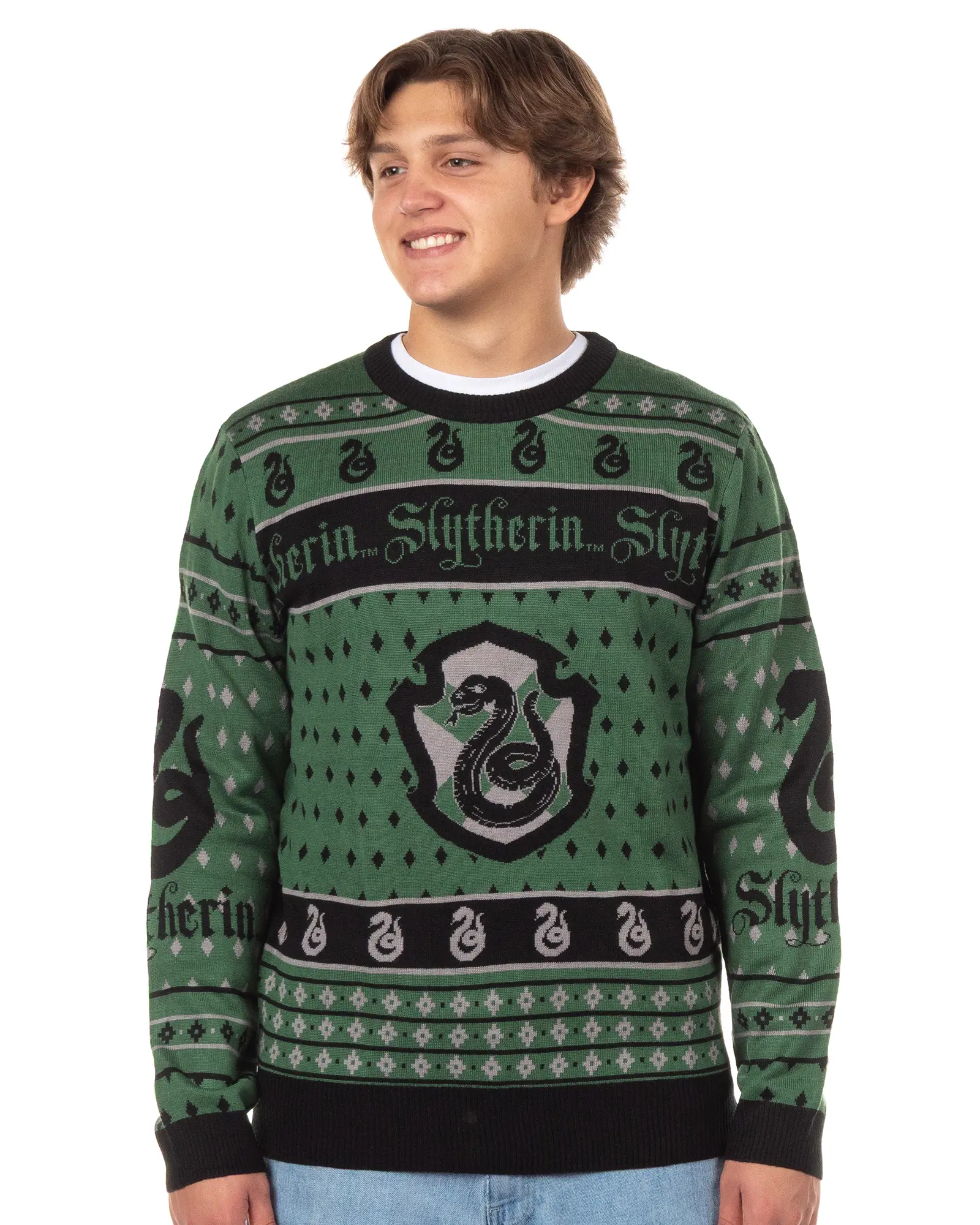 Men's Harry Potter Hogwarts House Crests Graphics Knitwear Top - Ribbed Casual Christmas Ugly Crewneck Knit Pullover