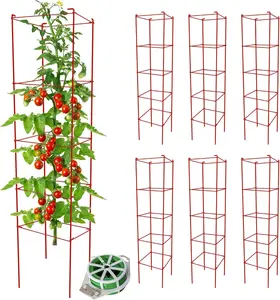ARIFARO Tomato Cages 6 Packs 57 Inches (H) Plant Stand with 164 Feet Twist Ties, Heavy Duty Garden Plants Support for Tomatoes, Cucumber, and Other Climbing...