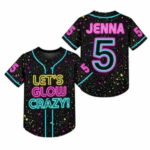 Personalized Name Number Glow Party Baseball Jersey, Let's Glow Crazy Jersey Shirt, Pump It Up Birthday Gift, Splatter Sports Team Outfit #Baseball