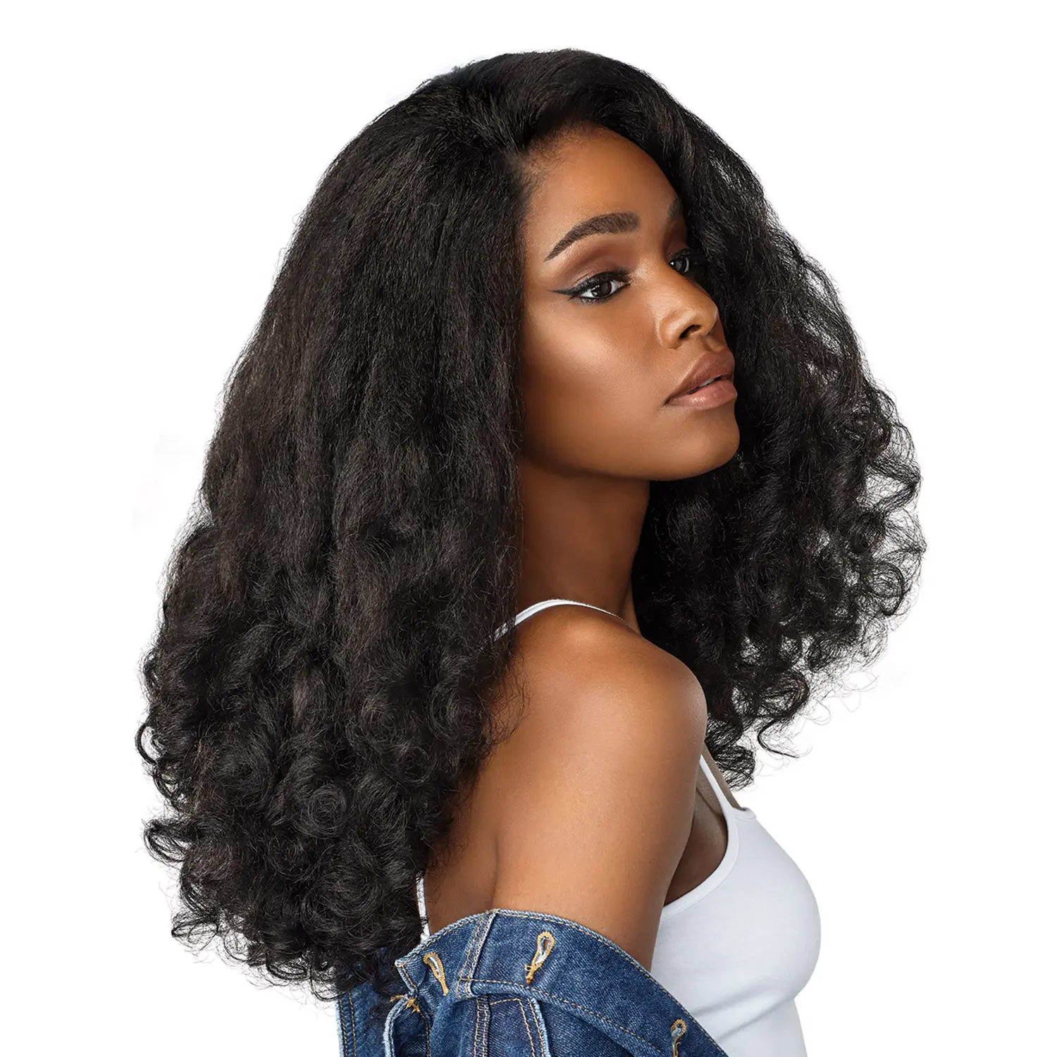 Sensationnel Half Wig Instant Weave - Black Women's Synthetic Fiber Wavy Curly Wig, Flex Cap, Push Down, Front Combed, Textured Roots, Heart Breaker Kinks N Co, Protective Hairstyle