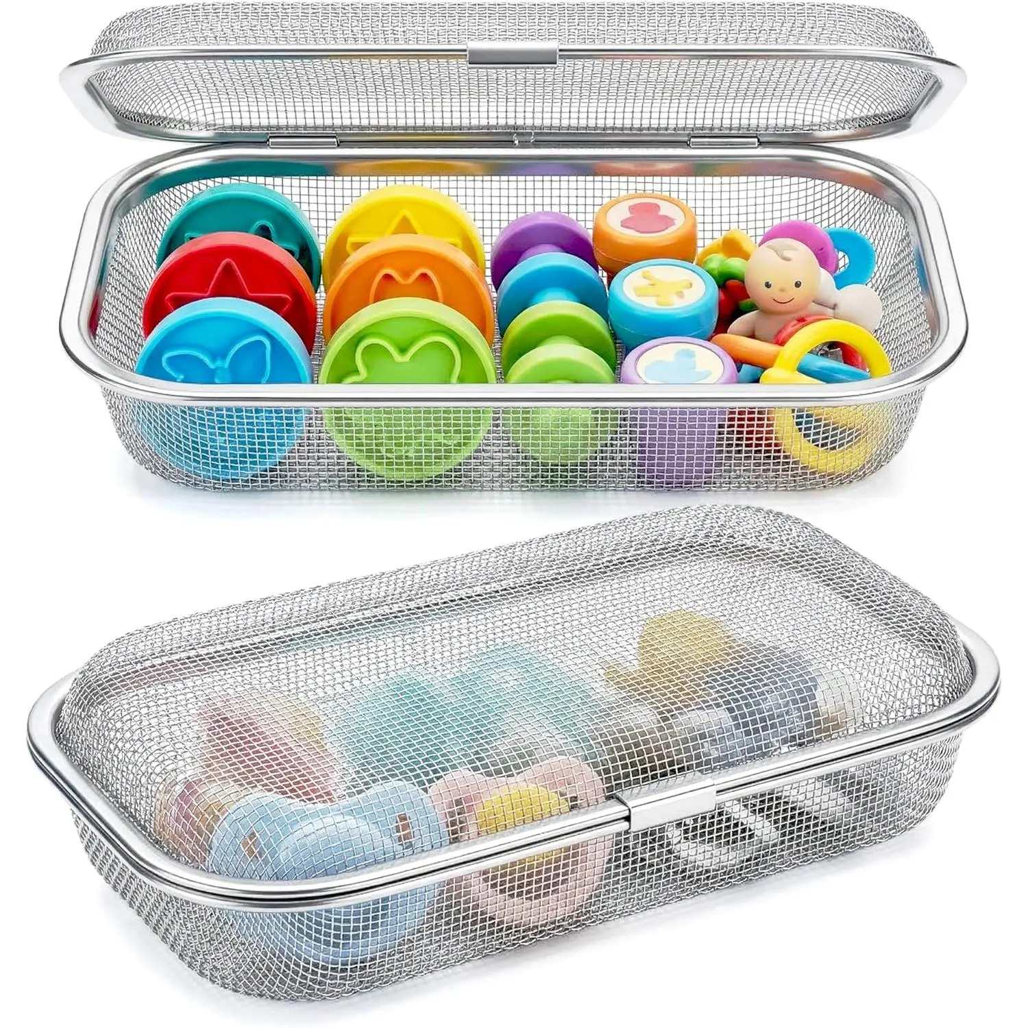 18/8 Stainless Steel Utensil Basket for Dishwashers, Rust-Resistant Cutlery Organizer with 12-Mesh Design