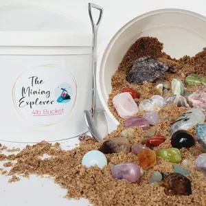 Crystal Bucket Small - 4 lbs or 1 lb  | Raw and Tumbled Crystals, Miner's Bucket