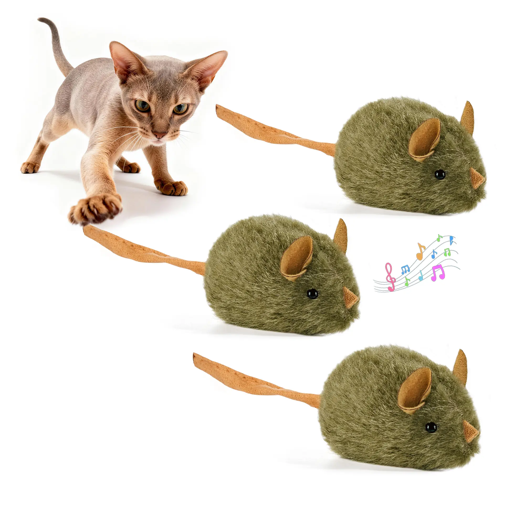 Potaroma 3-Pack Interactive Cat Toys - Realistic Squeaky Plush Mice for Indoor Play, Chewable Enrichment Toys for Kittens, Adult & Senior Cats - Fun Gift Set #SummerVibes #petlovers