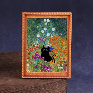 1pc Cute Black Cat Refrigerator Magnet, Durable Bamboo Material Adorable Art Fridge Magnet, Cute Fridge Magnets, Decorative Fridge Magnets, Home & Office Decor Decoration, Holiday Gift, Kitchen Accessories