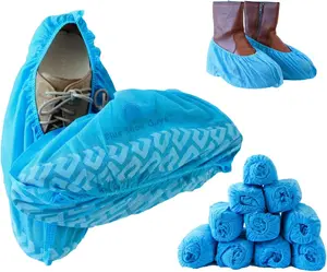 BLUE SHOE GUYS Blue XL Disposable Shoe Covers 100-Pack - Breathable Non-woven, Durable for Home, Office, Outdoor Use, Eco-Friendly, Non-Slip, Waterproof, 100% Recyclable