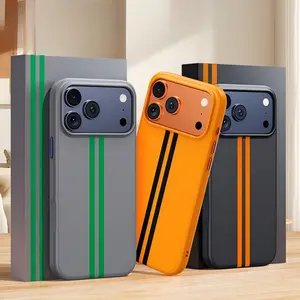 Racing Stripe Sandstone iPhone Case! Anti-Fingerprint Shockproof, MagSafe Ready Aesthetic Accessory for iPhone 17