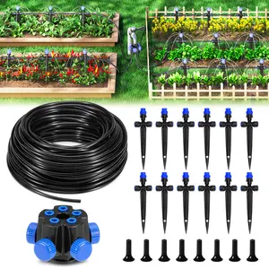 HIRALIY Garden Watering System, Drip Irrigation Kits for Plants, New Quick Connector, 5-Way Connector, Blank Distribution Tubing, Saving Water Automatic Irrigation Equipment for Patio Lawn