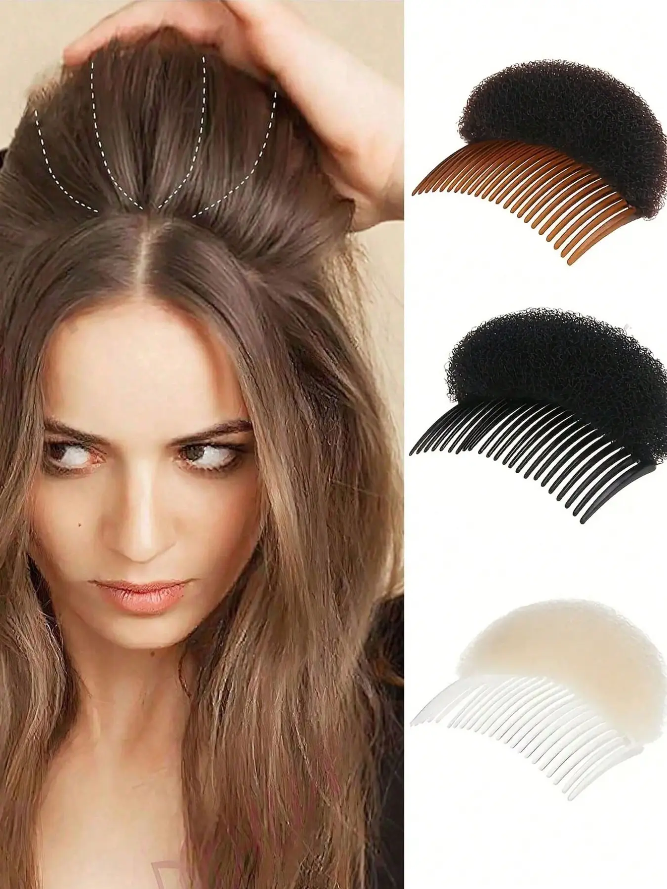 3 Piece Puffy Sponge Hair Pad Combs, Invisible Hair Padding, Fashionable Volume Styling, Beauty Home Hair Accessories, Hair Style Accessory, Hair Clip, Hair Decor, Hairstyle Accessory