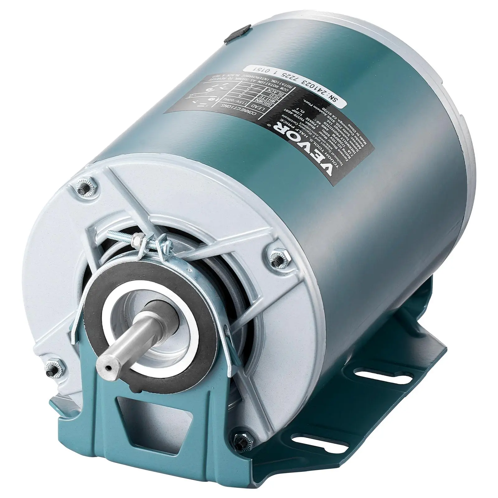 【summerfinds】VEVOR 0.5HP High Speed Powerful Corrosion Resistant Belt Drive Single Phase Furnace Blower Motor, 1720RPM, 115V 7.1A, 0.5" Shaft Diameter, 1.6" Shaft Length, CW/CCW Rotation, for Powerful Blowers, High Speed Blower